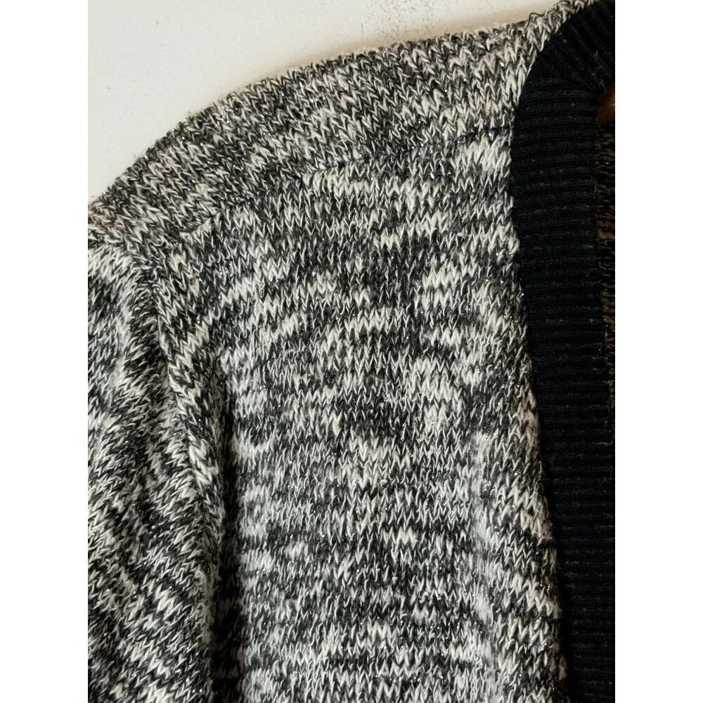 Abercrombie & Fitch Sweater Women Medium Black Knit Metallic Wrap Front Pullover
